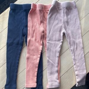 Cozy Kids Ribbed Leggings Trio - Navy, Coral, and Blush